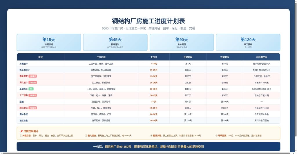 钢结构厂房施工进度计划表