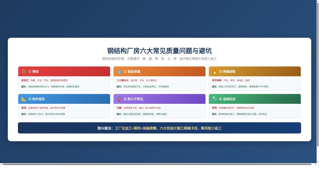 钢结构厂房常见质量问题示意