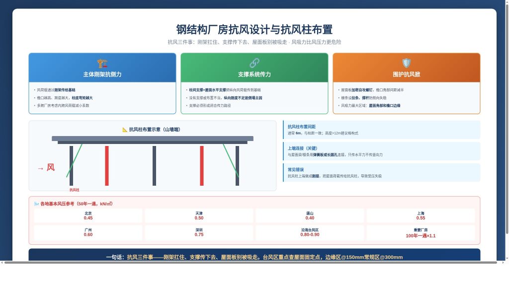 钢结构厂房抗风设计与抗风柱布置