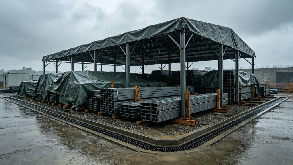 钢结构雨季施工构件堆放防雨与排水措施