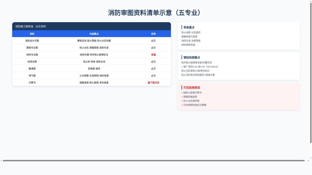 消防审图要交哪些资料？图纸、计算书与报审清单